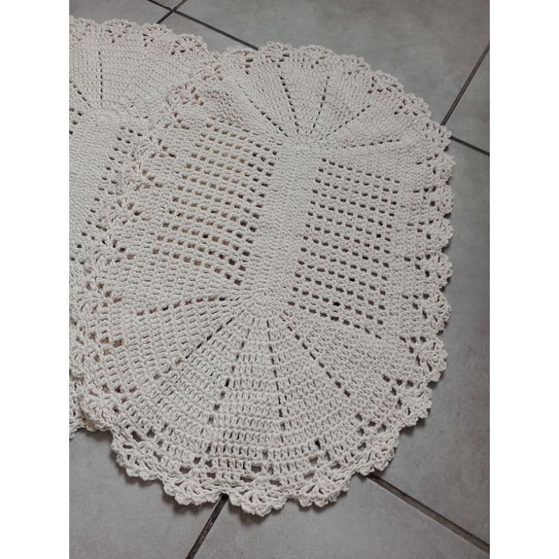 Tapete de Crochê Oval 80x50 cm – Feito à Mão | Decoração Sala, Cozinha, Banheiro ou Quarto