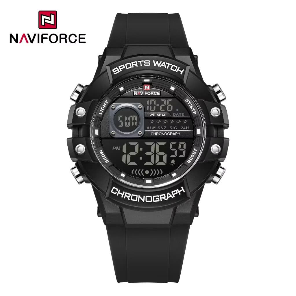 Relógio Digital Masculino Naviforce NF6102 Esportivo Original 5ATM LED Alarme Cronógrafo