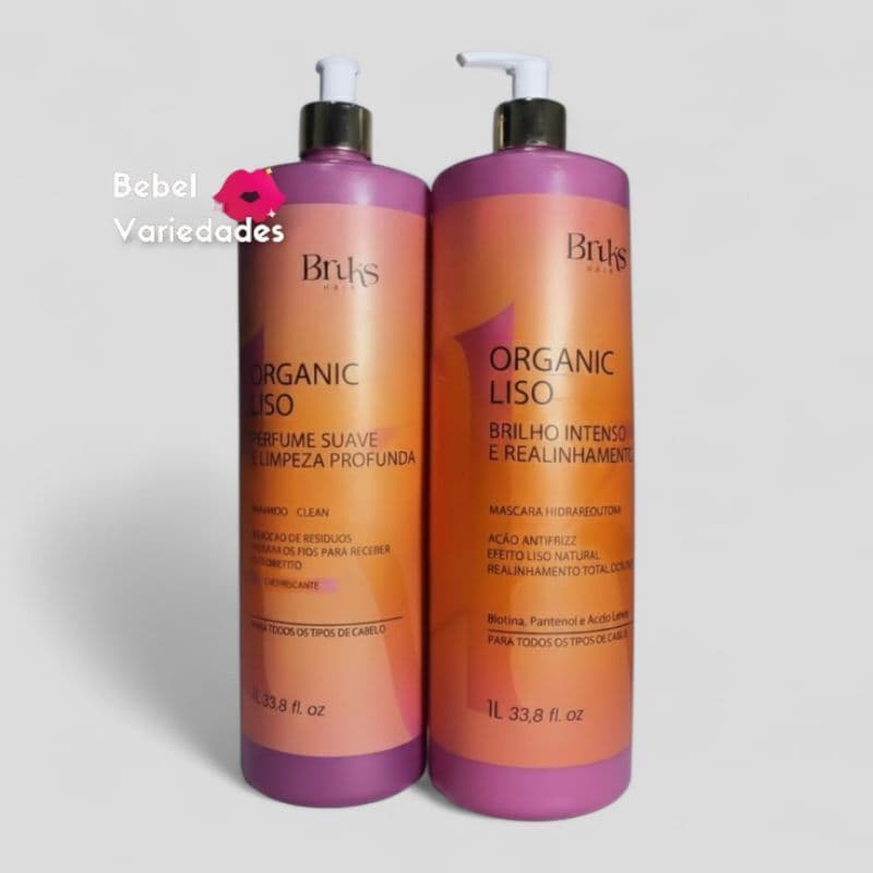 Kit Progressiva Organic Liso Bruk’s Hair – Liso Absoluto e Brilho Espelhado (2x 1L)