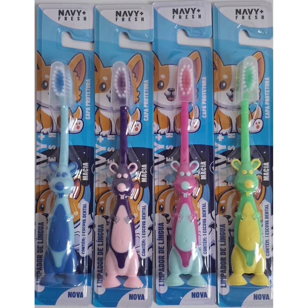 Kit 4 Escova Dental Macia Infantil Ratinho