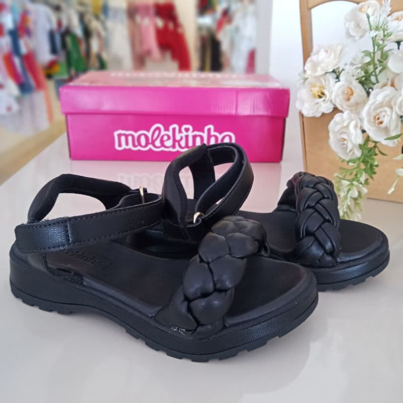 Sandália infantil Molekinha preta papete menina