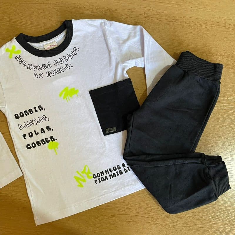 Conjunto Infantil Menino Nini&Bambini Tamanho 3 | Conjunto Infantil Menino Manga Longa e Calça Nini&Bambini