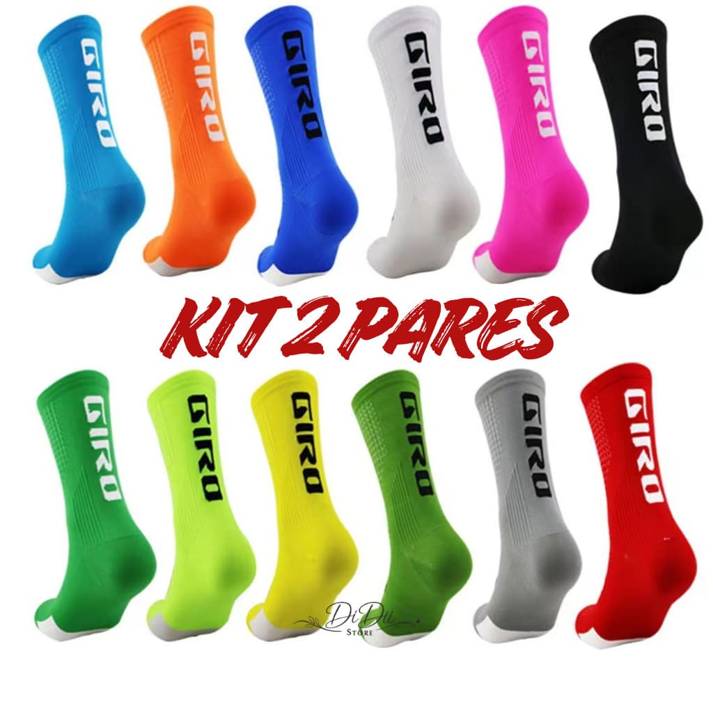 Kit 2 Pares Meias Esportivas Cano Médio Respiráveis Conforto Preimum Academia Corrida Ciclismo