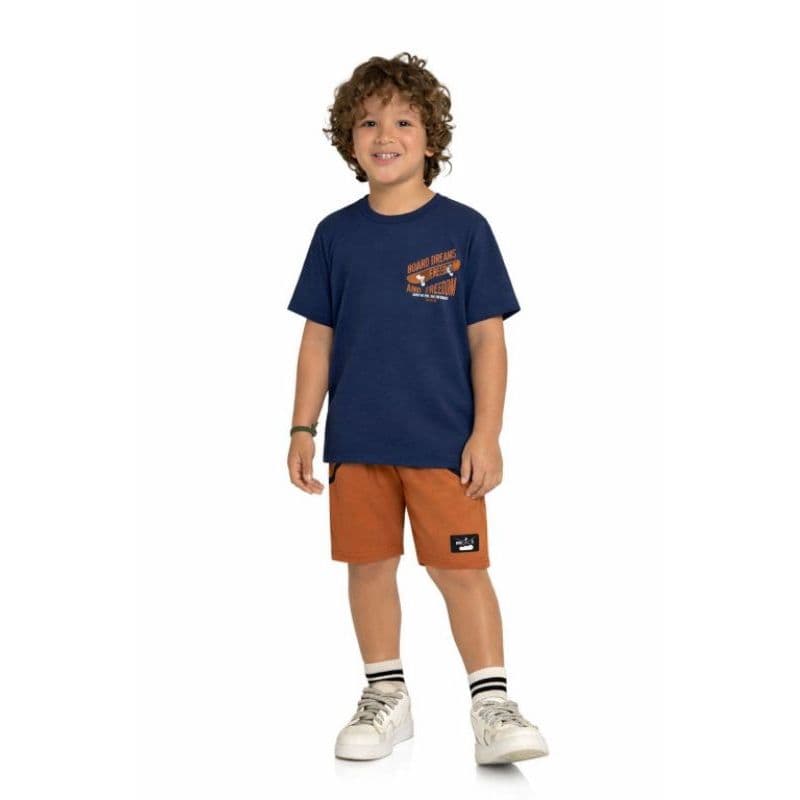 Conjunto Infantil Menino Marlan Tamanho 6 | Conjunto Camiseta e Bermuda em Moletinho Marlan Tamanho 6