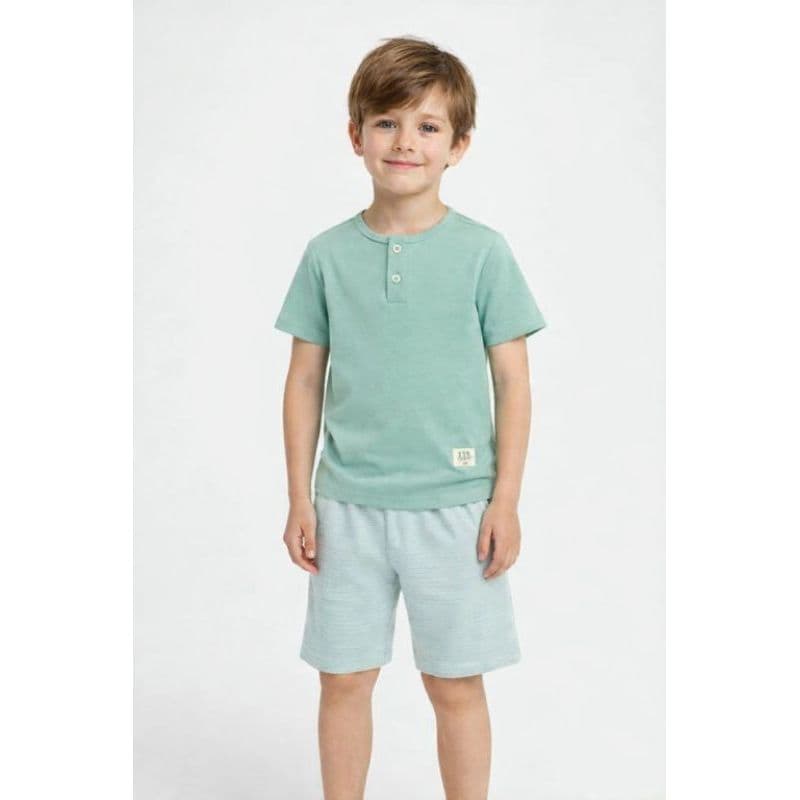 Conjunto Infantil Menino Ioluig Tamanho 8 | Conjunto Infantil Menino Camiseta Bermuda em Poli Linho
