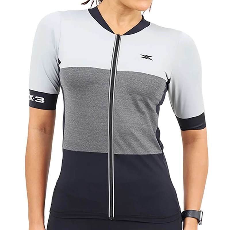 Camisa De Ciclismo DX-3 Feminina Ultra UV 50+ - Cinza/Preto
