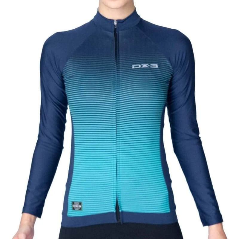 Camisa De Ciclismo DX-3 Feminina Fast ML UV50+ - Marinho