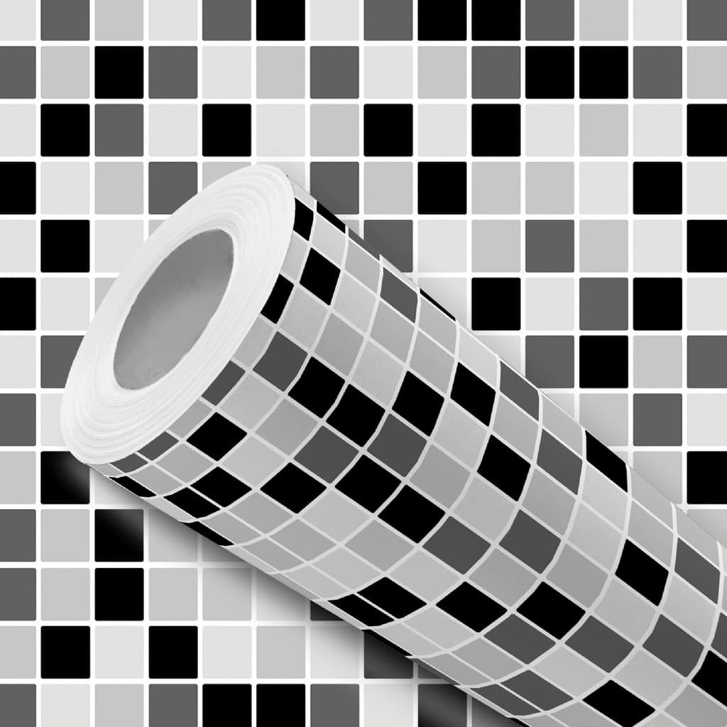 Papel de Parede Vinílico Pastilha Preto e Branco Decoração Cozinhas e Salas - 12 Metros