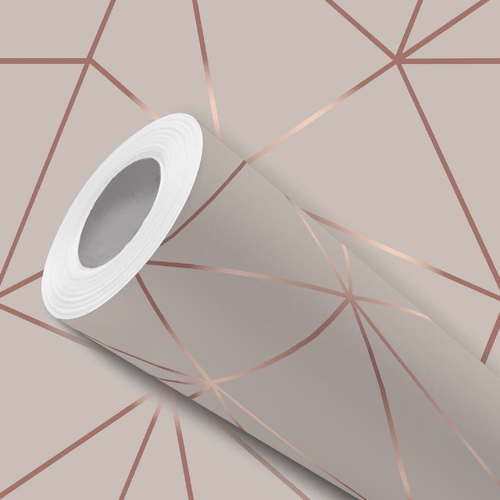 Papel de Parede Vinílico Nude Triângulos Rose Gold Adesivo Resistente