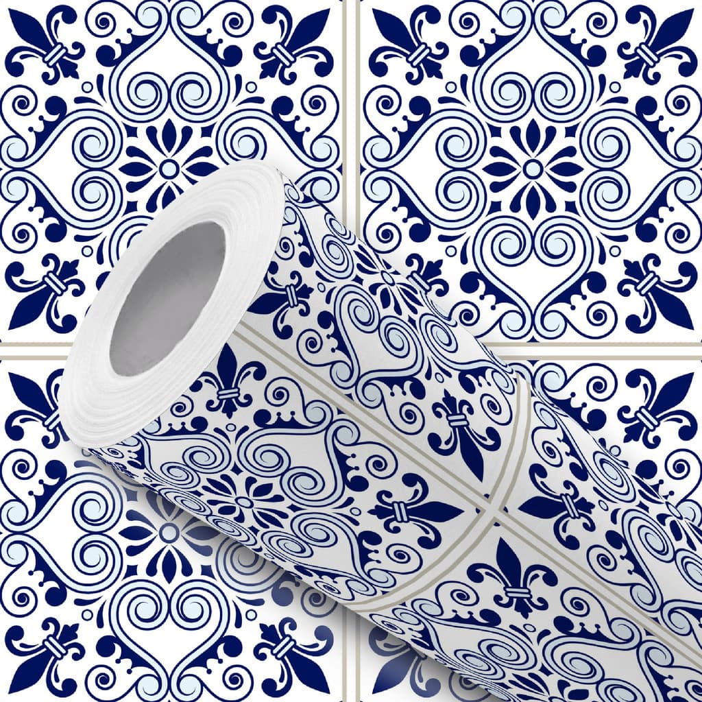 Papel de Parede Vinílico Azulejo Português Clássico Adesivo Resistente