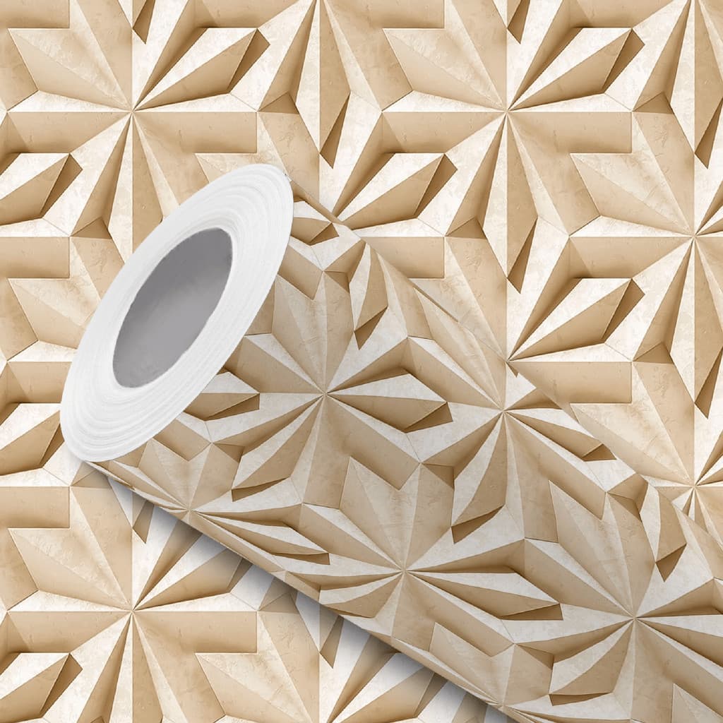 Papel de Parede Vinílico Efeito 3d Gesso Floral Bege Adesivo Resistente