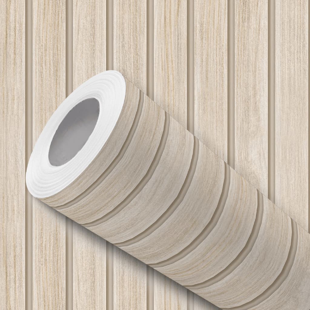 Papel de Parede Vinílico Ripado Bege Claro Rústico Adesivo Resistente