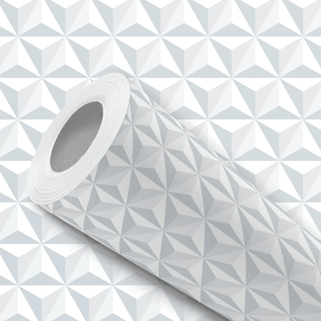 Papel de Parede Adesivo Branco Efeito 3d Triângulos Fácil Instalação