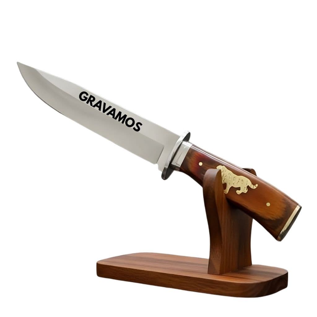 Faca De Caça Pesca Churrasco Luxo Fulltang Inox Tigre Columbia Personalizada