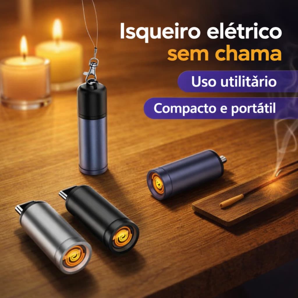 Isqueiro tipo C  Elétrico Mini Portátil Sem Chama Uso Utilitário Compacto e portátil
