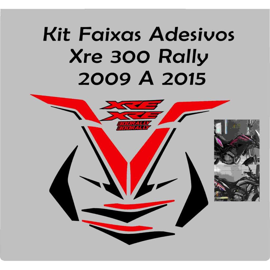 Jogo de Faixas Adesivos XRE300 Rally Ano 2009  A 2015 Emblema