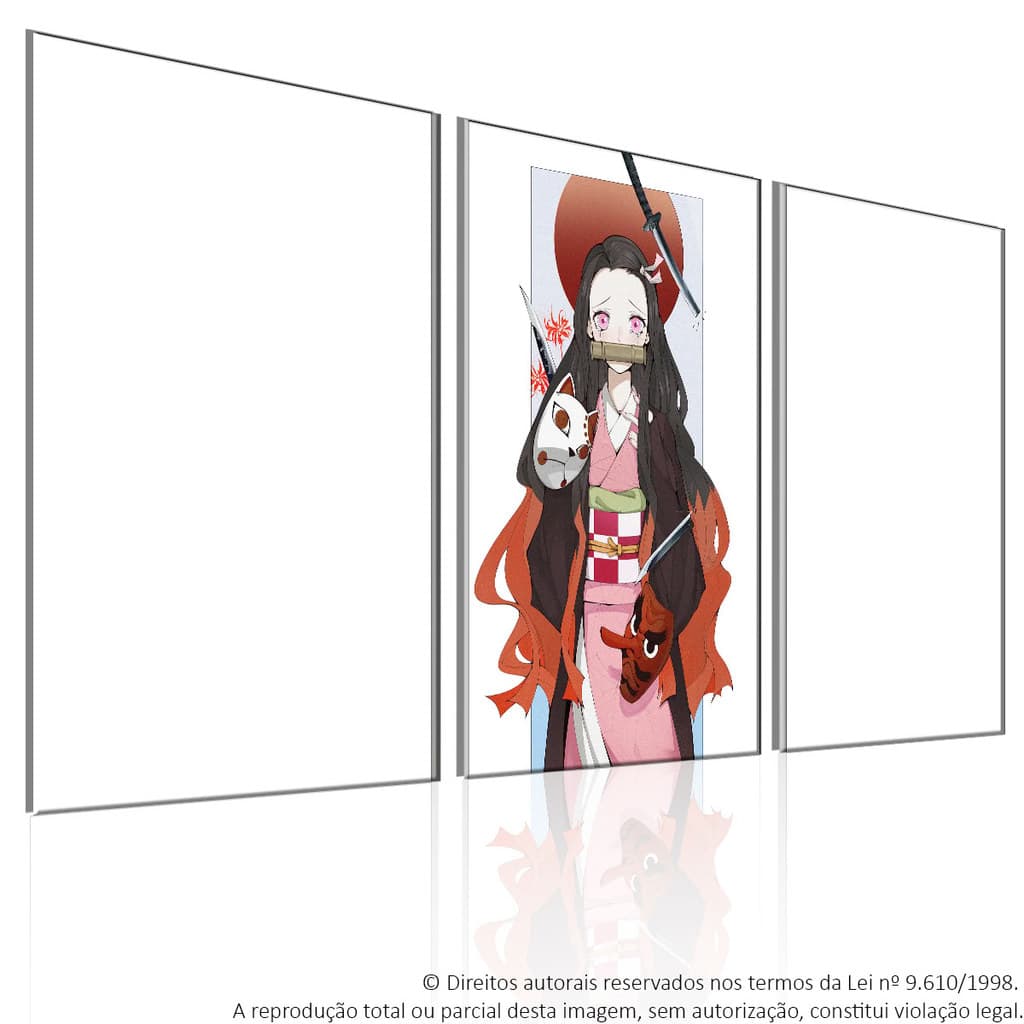 Kit 3 Quadros Decorativo Mosaico anime/mangá Demon Slayer: Kimetsu no Yaiba Nezuko Kamado