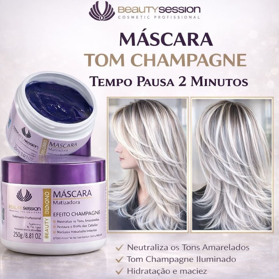 Máscara Matizadora Tom Champagne 250 gr  Beauty Blond - Beauty Session Pofessional