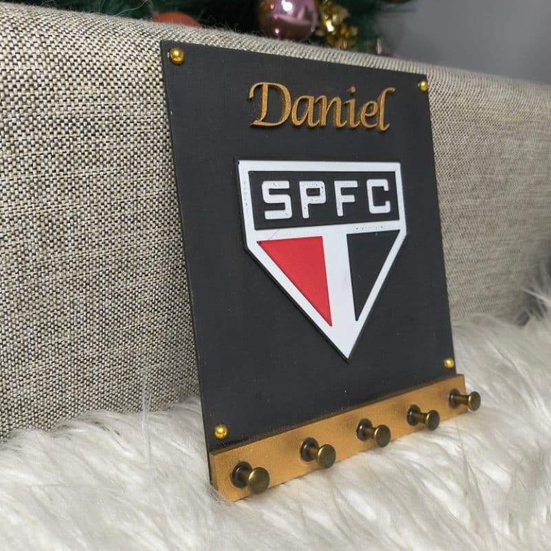 Porta-Chaves Personalizado São Paulo FC em MDF – Presente Perfeito para Torcedores 🔴⚪⚫