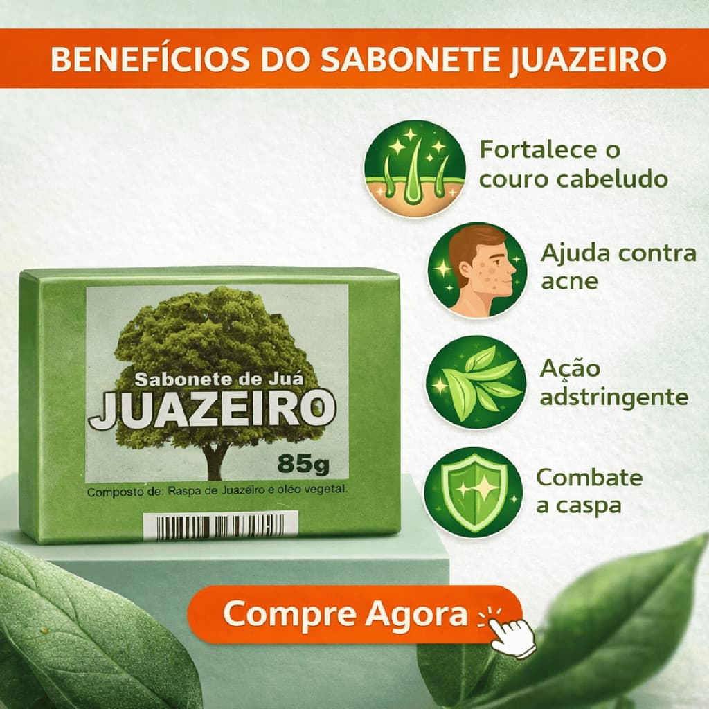Sabonete De Juá Limpeza Profunda Antisséptica Com Hidratação Natural Contra Caspa e Seborréia