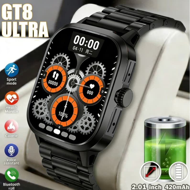 2026 GT8 ULTRA smartwatch Original Tela AMOLED 2.01 Frequência Cardíaca, À Prova D'Água BT5.0