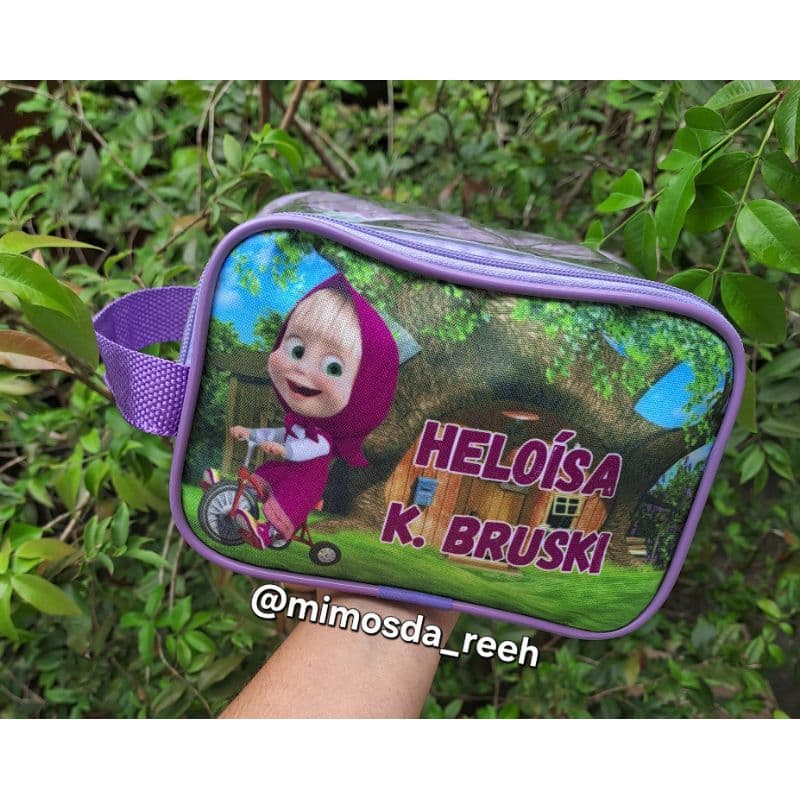 necessaire  masha e o urso grande personalizada kit higiene
