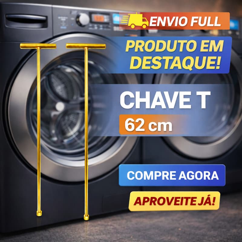 CHAVE T DESMONTAR MAQUINA DE LAVAR   CHAVE T 10CMM LONGA 62cm
