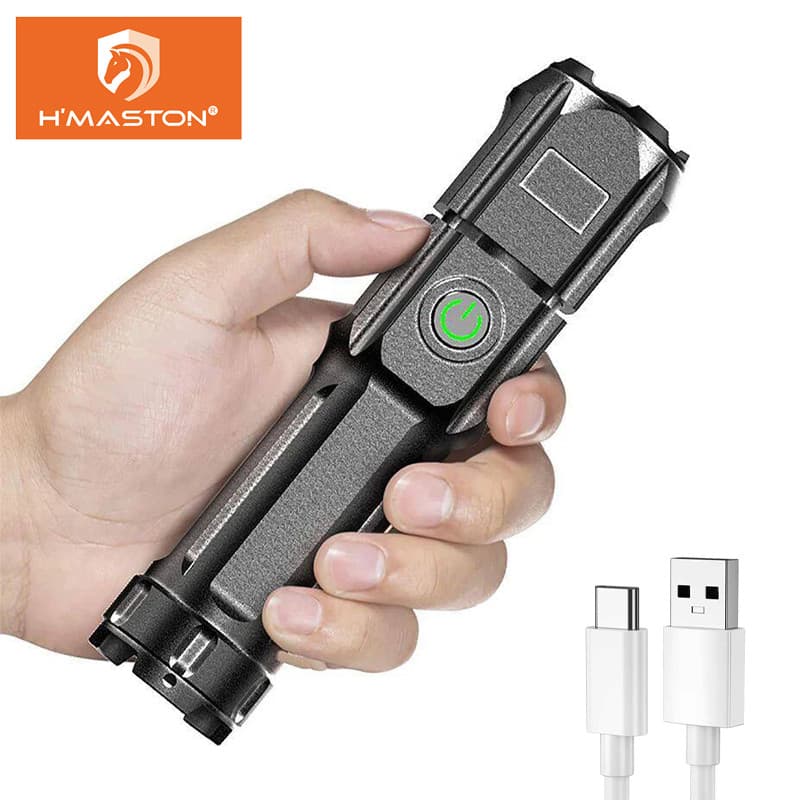 Electro Nest Lanterna Tática Led Luz Forte Com Carregamento USB Portátil HW17