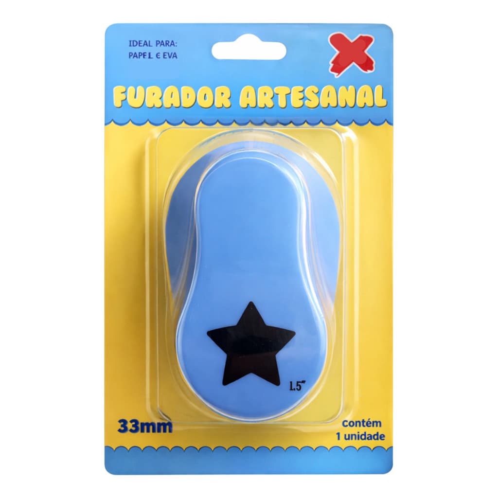 Furador de EVA 38mm Estrela Blister Individual Make+ Artesanato