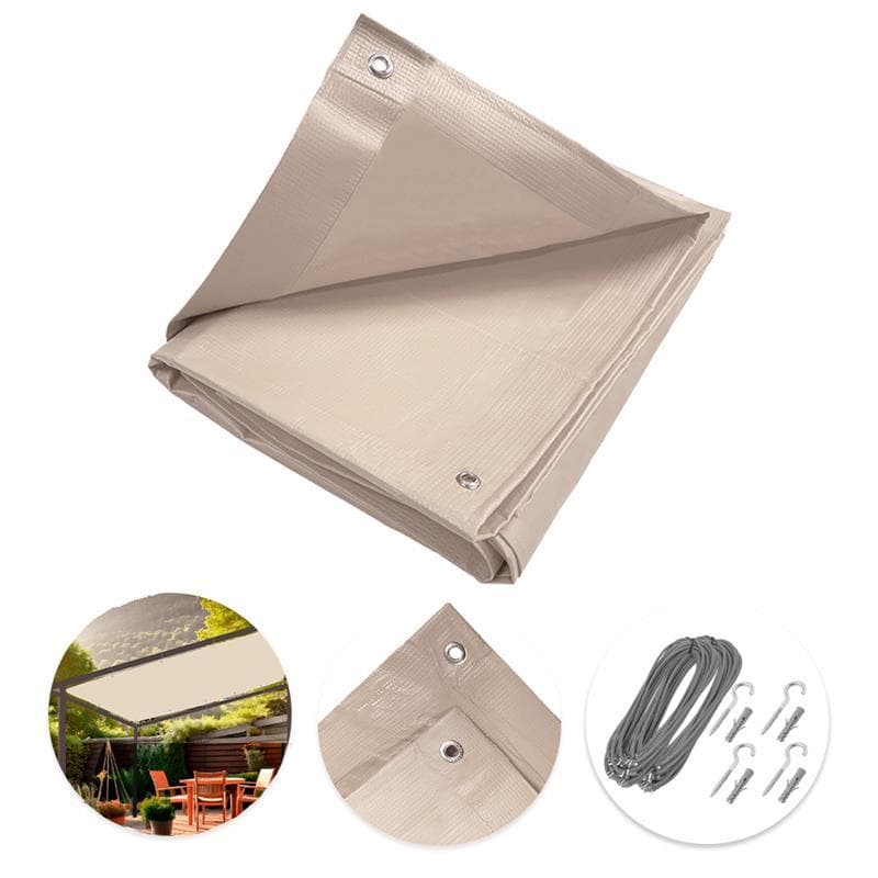 Tela Lona Shade Lux Areia Impermeável 3x2 M Para Deck Piscina Varanda Espaço de Lazer Com Kit
