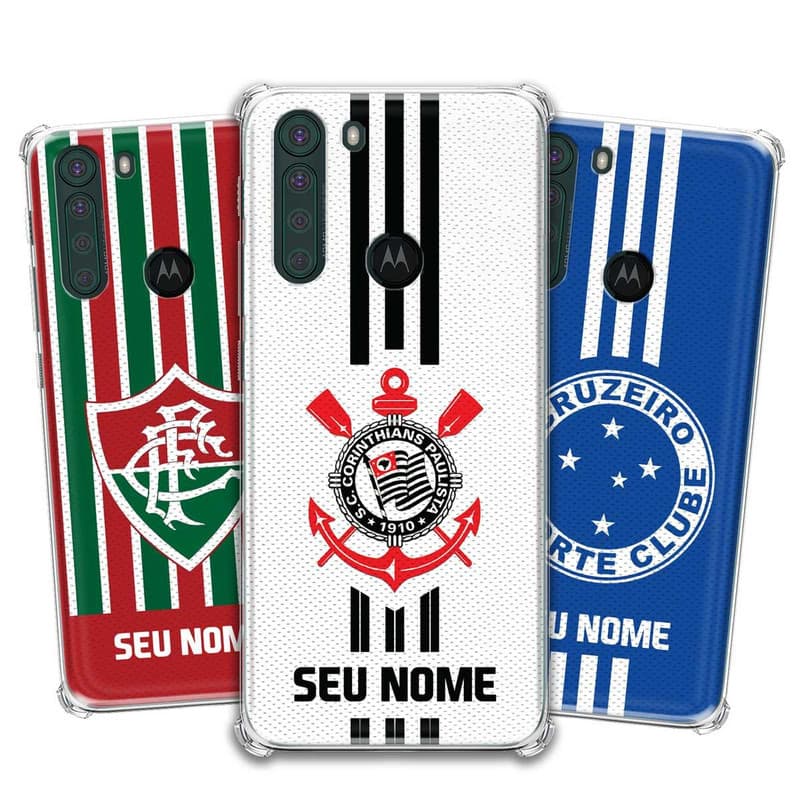 Capa Capinha - Motorola Moto One Fusion - Futebol Times do Brasil Personalizada com nome