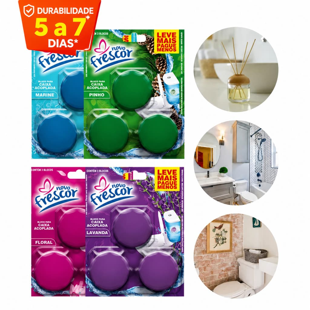 KIT Blocos Para Caixa Acoplada Pedra Sanitária Pastilha Tablete - Limpeza Profunda |Frescor|Fragrância