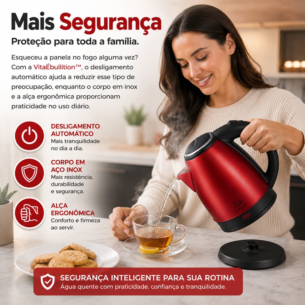 VitaÉbullition™ – A chaleira elétrica, em aço inox premium que transforma minutos de espera em praticidade todos o