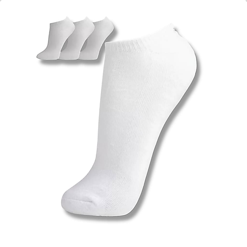 Kit 3 Pares Meias Soquetes Feminina Cano Curto Branca Respirável Confortavel