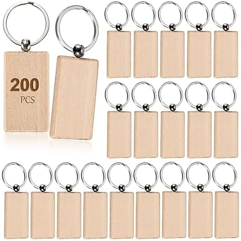 JUXYES 100 PCS Chaveiro De Madeira Inacabado Em Branco Para Gravação , De Gravura , Etiquetas De Redonda DIY , 40 Mm