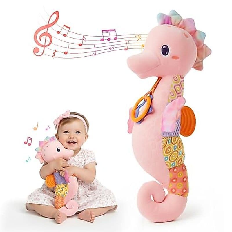 Brinquedos Para Bebês De 0 A 6 Meses , Animais De Pelúcia Musicais De Cavalo Marinho Infantil , Sensoriais Com Cores Bri