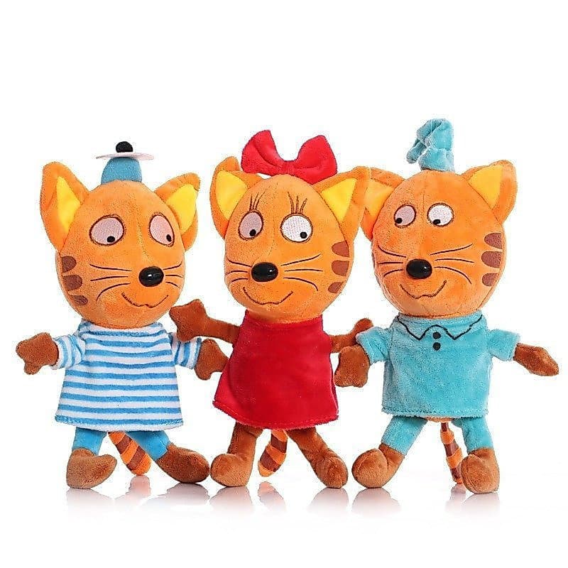 Kid e Cats Russo Minha Família Três Gatos Felizes Pudim De Boneca De Pelúcia