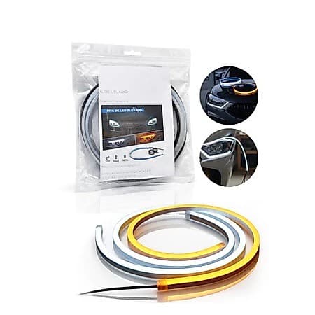 Par Fita DRL 60CM Led Com Seta Sequencial Lanterna Farol Carros Universal