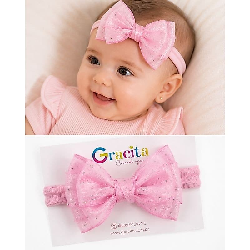 Faixinha Bebê com Laço leve de 12cm/tiarinha bebê