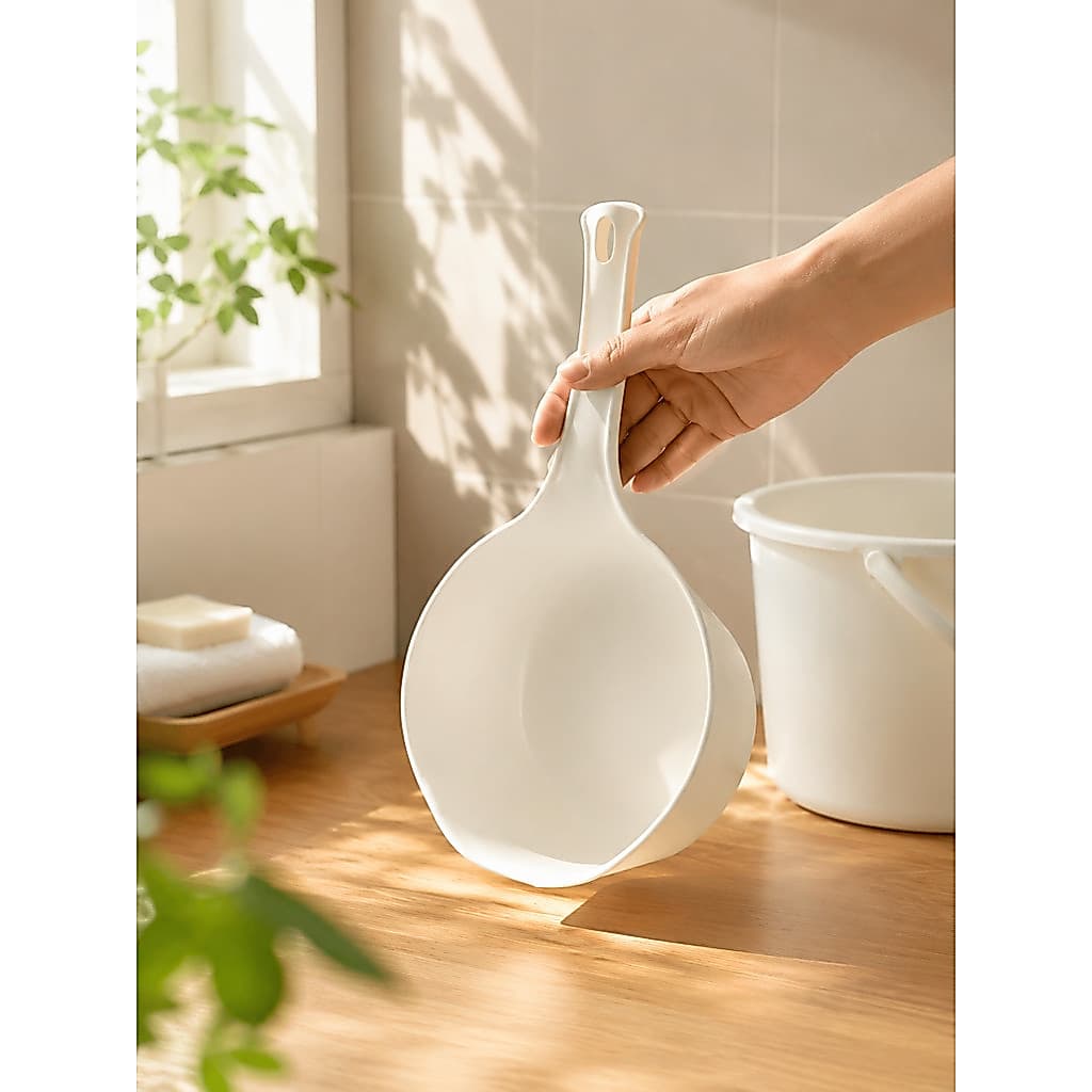 Concha de água estilo japonês Colher de água Cozinha doméstica Concha de água Cabo de madeira Plástico espesso Cabo long