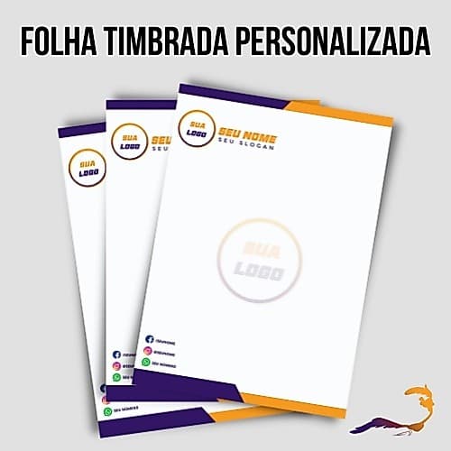 Papel Timbrado (Folha Timbrada) Personalizado - 20,50 e 100 unidades