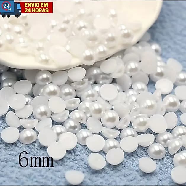 Cartela com 260 Unidades Meia Perola Adesivada Tamanho 6mm