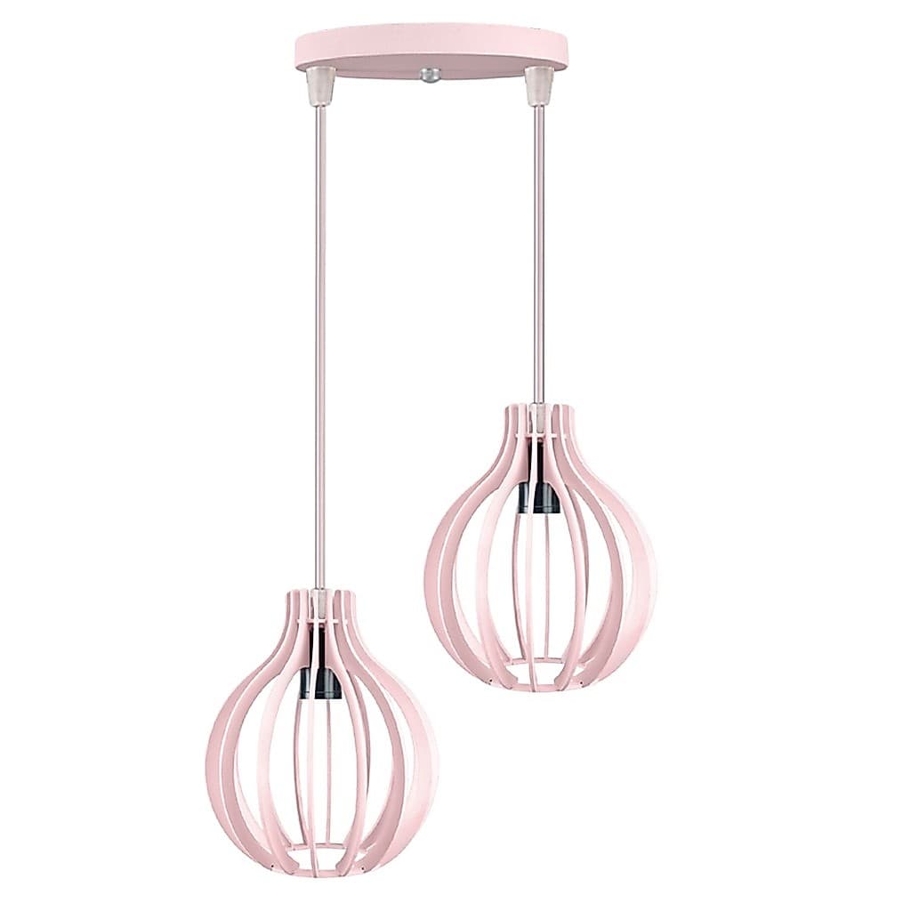 Luminária Lustre Pendente De Madeira Duplo Cabo Cristal