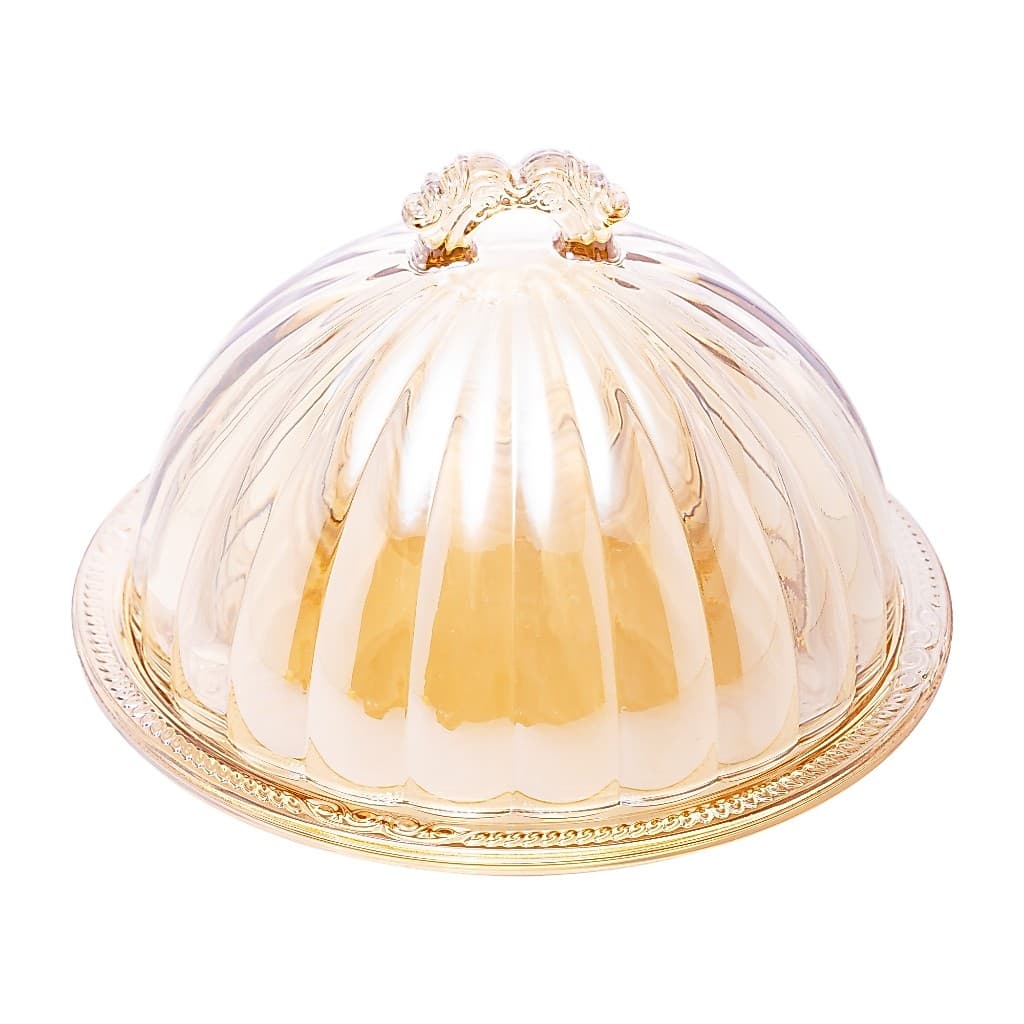 Queijeira De Cristal Ecológico Com Tampa Imperial Âmbar - Lyor