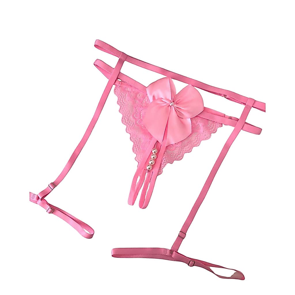 Kit Calcinha Laço Com Pérola + Cinta Liga Dupla Apressadinha