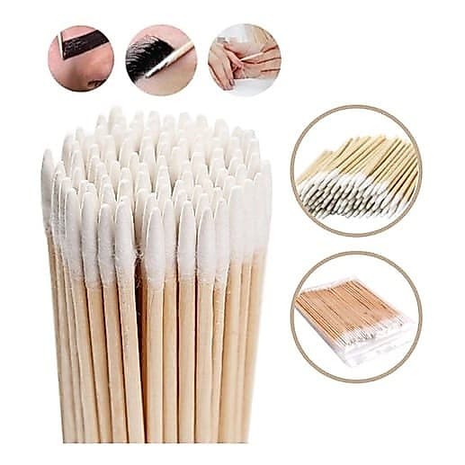 Kit 100 Palitos Com Algodão De Limpeza Alinhamento Henna Micropigmentação Unha e Boca Limpa Cutícula