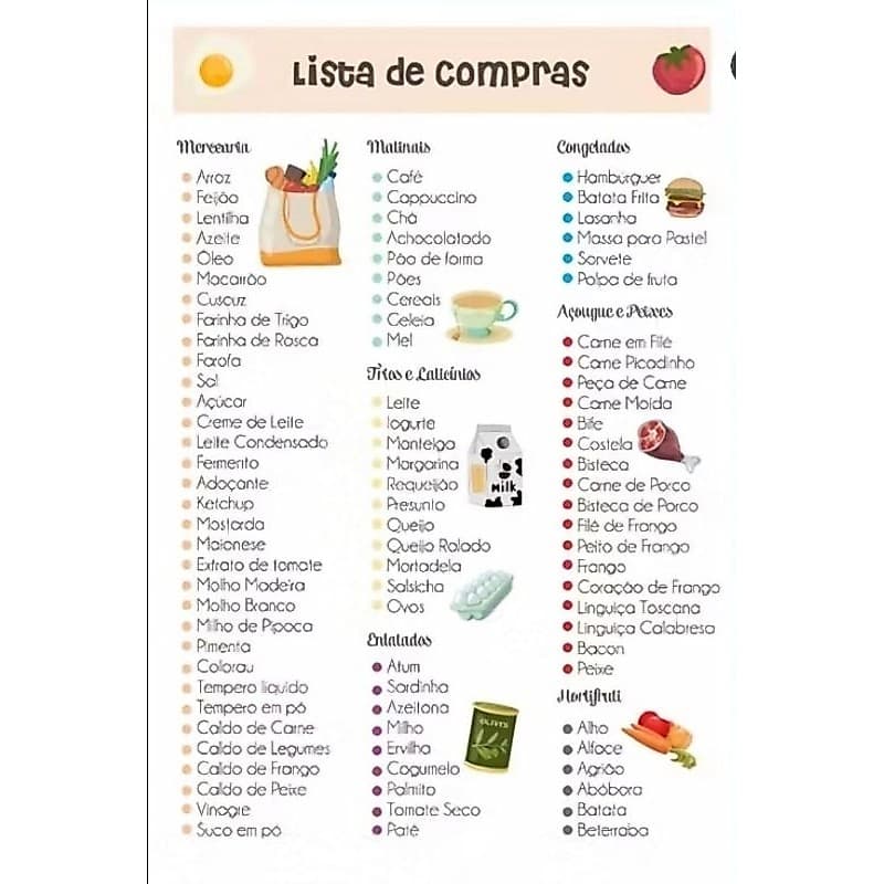 Bloco lista de compras frente e verso com 50 folhas super prático