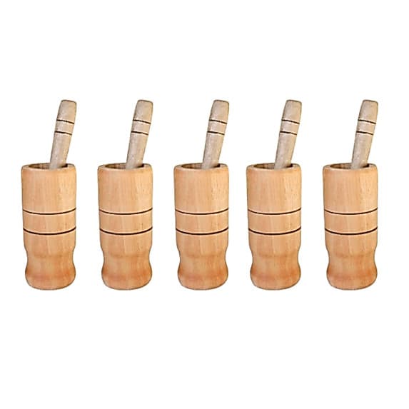 Pilão de Madeira com Socador para Pimenta,  Bar, Temperos, Alho, Ervas e Especiarias Servir Cozinha