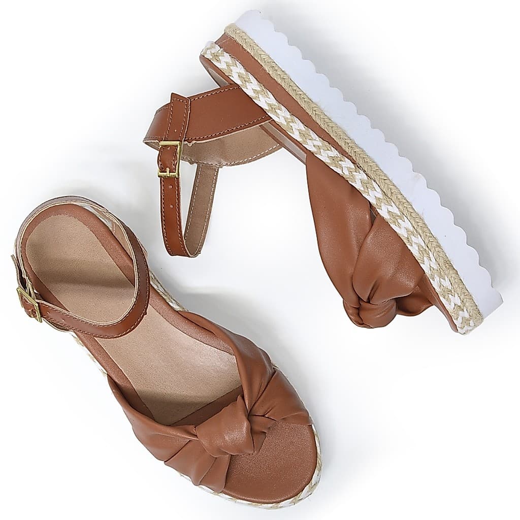 Sandalia Feminina Plataforma Traseira Flatform Original Anti Derrapante LuH