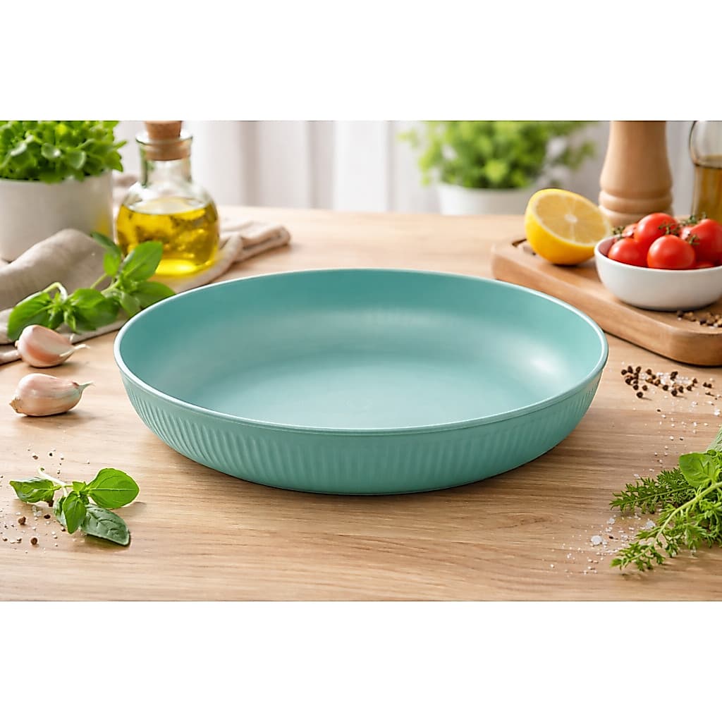 Prato Fundo Fibra De Bambu Color Refeições E Serviço De Mesa Azul-petróleo